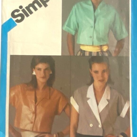Simplicity 6466 Pattern Top Miss 8 Uncut Vintage Loose Cropped Double Breasted - Picture 1 of 7